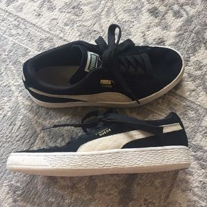 Black and White Puma Suedes